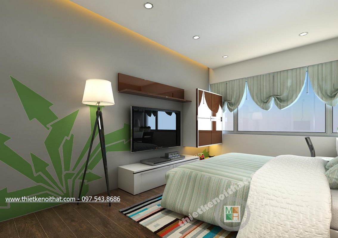 Thiết kế nội thất phòng ngủ chung cư Duplex Mandarin Garden Cầu Giấy Hà Nội